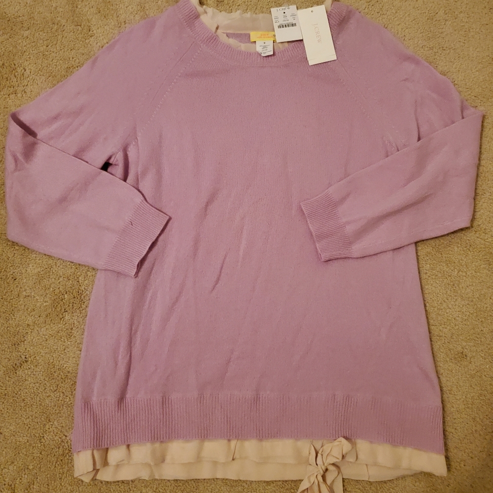 NWT J Crew Cashmere Sweater with Silk Trim M